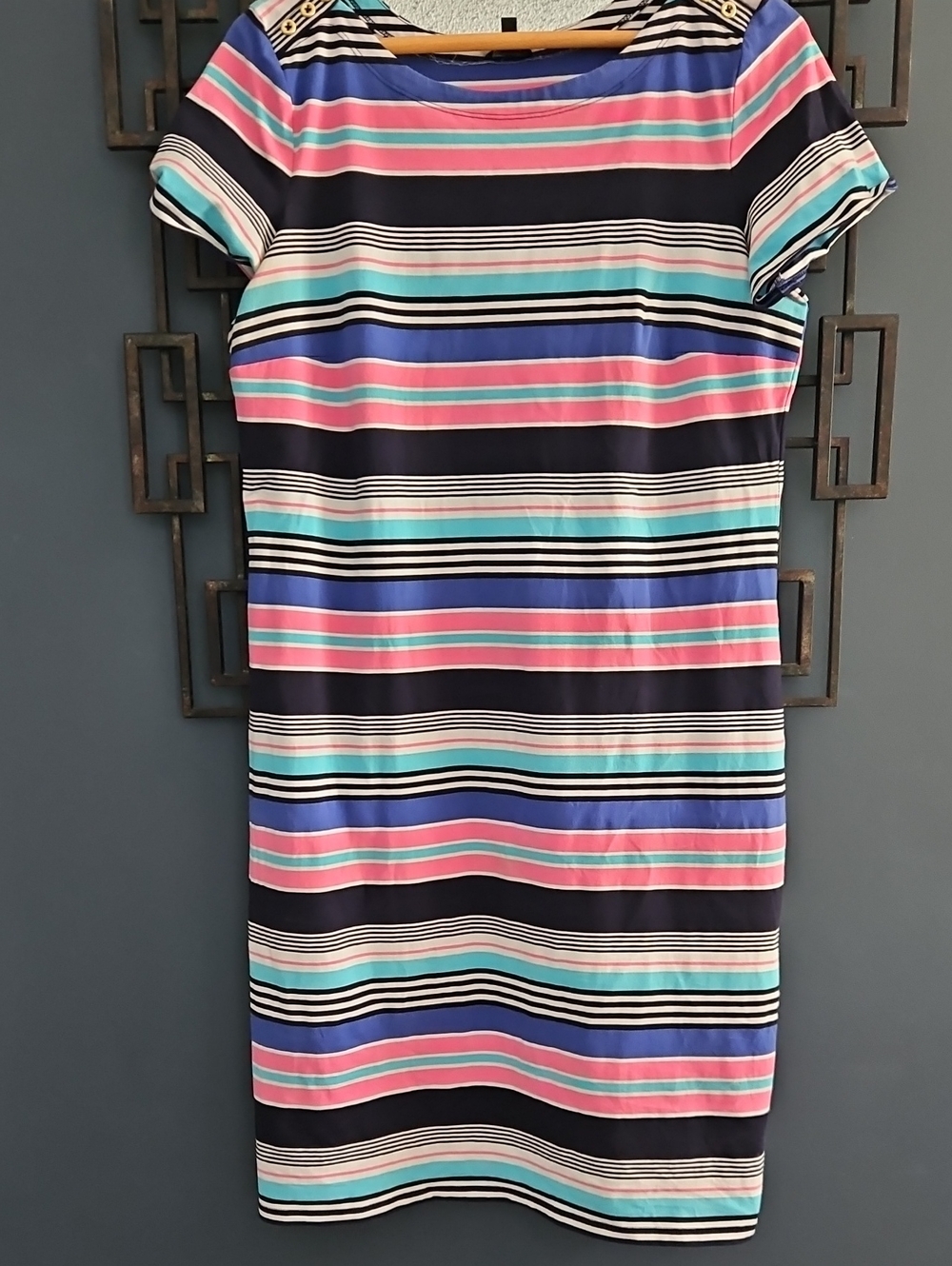 Talbots Size L Striped Tshirt Dress Cotton